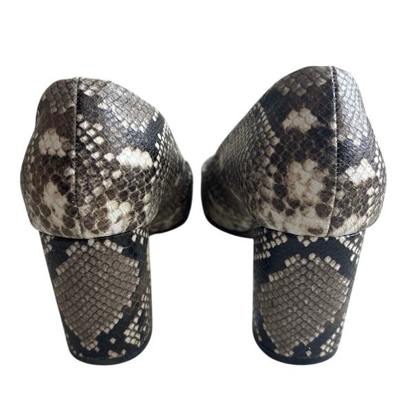 Franco Sarto Snakeskin Print Pointed Toe Heels 8M Block Heel - Picture 3 of 10